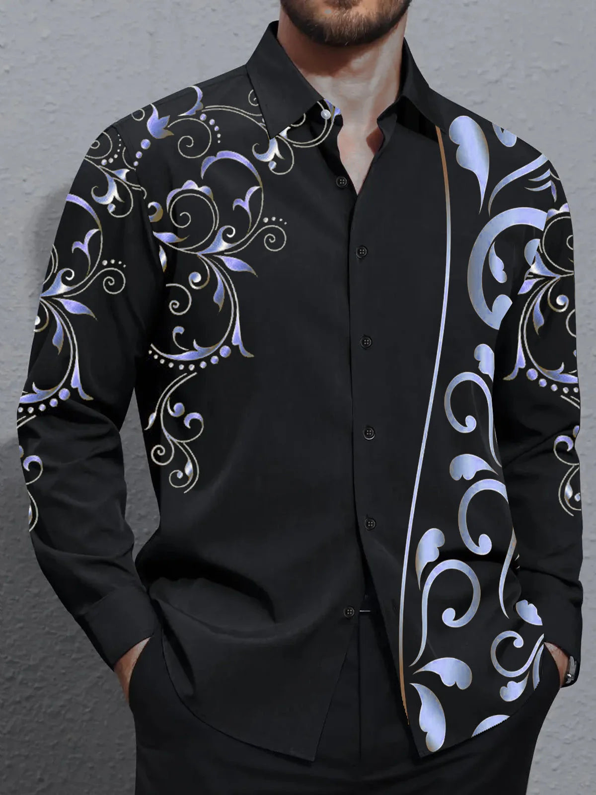 Men's shirts, button down shirts, casual shirts, spring and summer, printed long sleeves Tops fashion comfortable Men Clothing