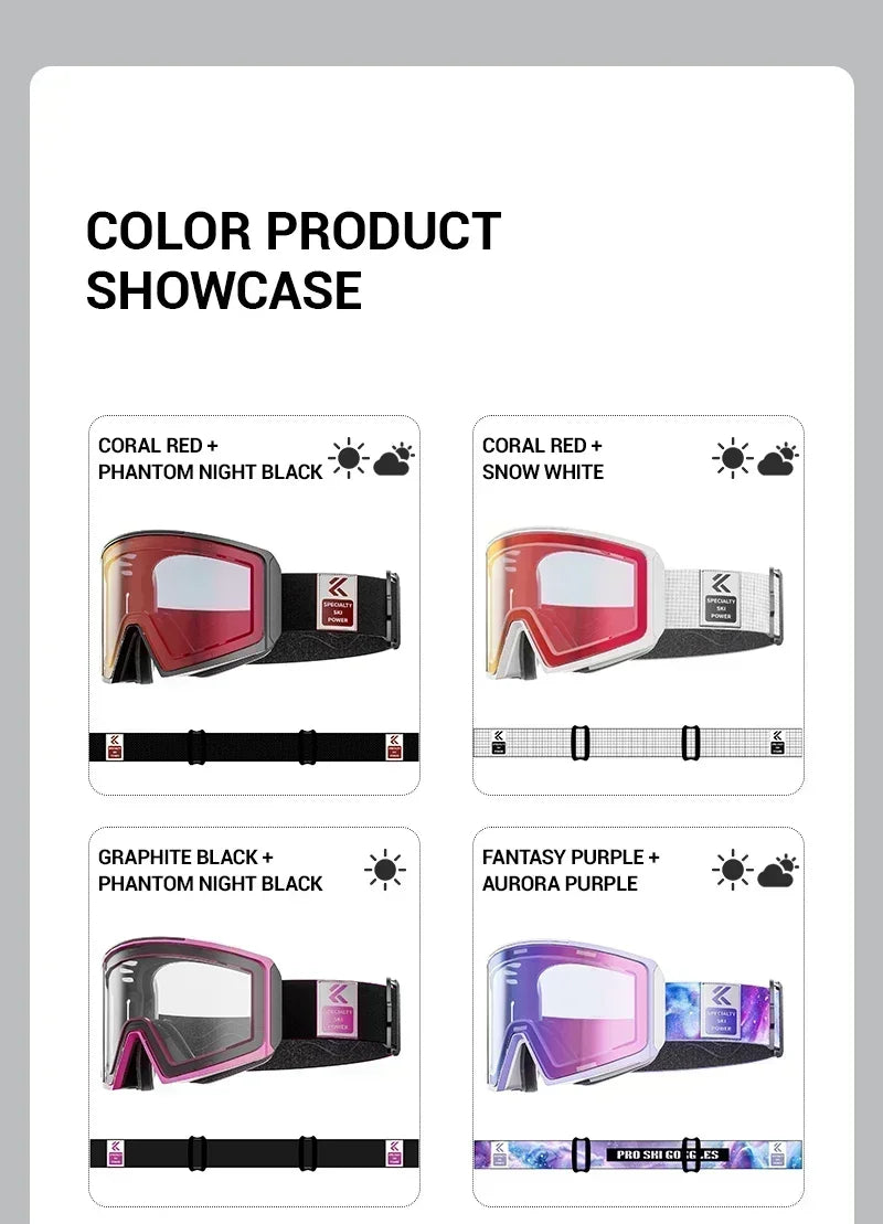 Kapvoe Winter Photochromic Ski Goggle Snow Anti-Fog Sunglasses Snowboard Mask for Men Women Eyewear UV400 Glasses Snowmobile