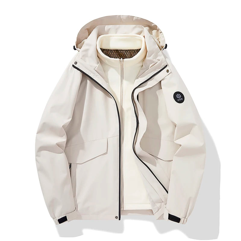 Autumn and winter three-in-one windbreaker  two-piece set detachable warm ski suit  windproof mountaineering suitMens coats