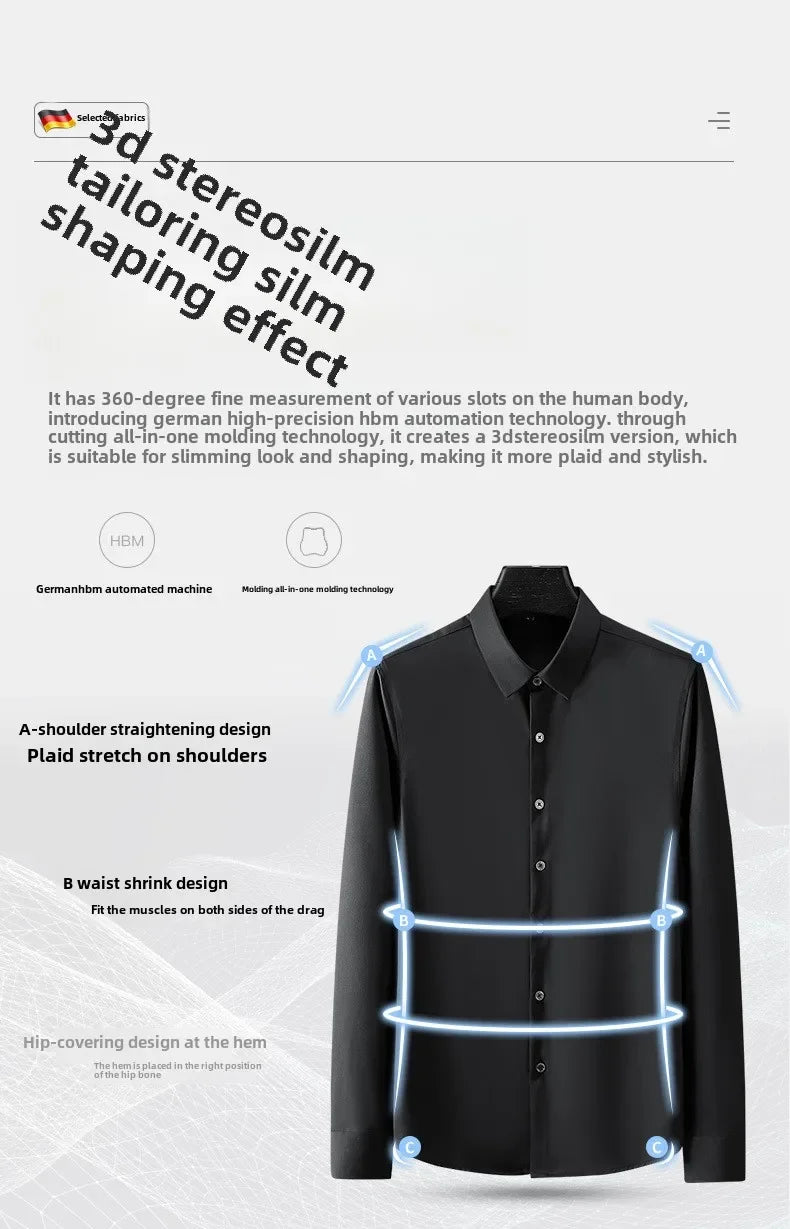 S~6XL satin plus size long sleeve shirt business casual dress shirt non-ironing wrinkle-resistant men's wholesale, men's shirts