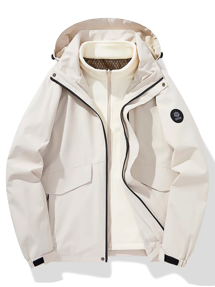 Autumn and winter three-in-one windbreaker  two-piece set detachable warm ski suit  windproof mountaineering suitMens coats