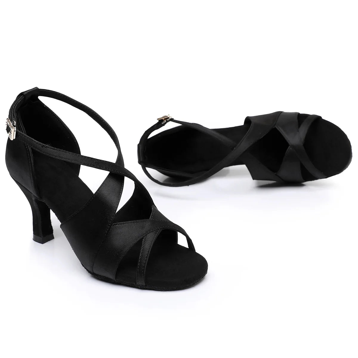 Latin Dance Shoes For Women Adults Soft Satin Breathable Sneakers Performance Shoes Cha Cha Fashion Social Dance Shoes Satin