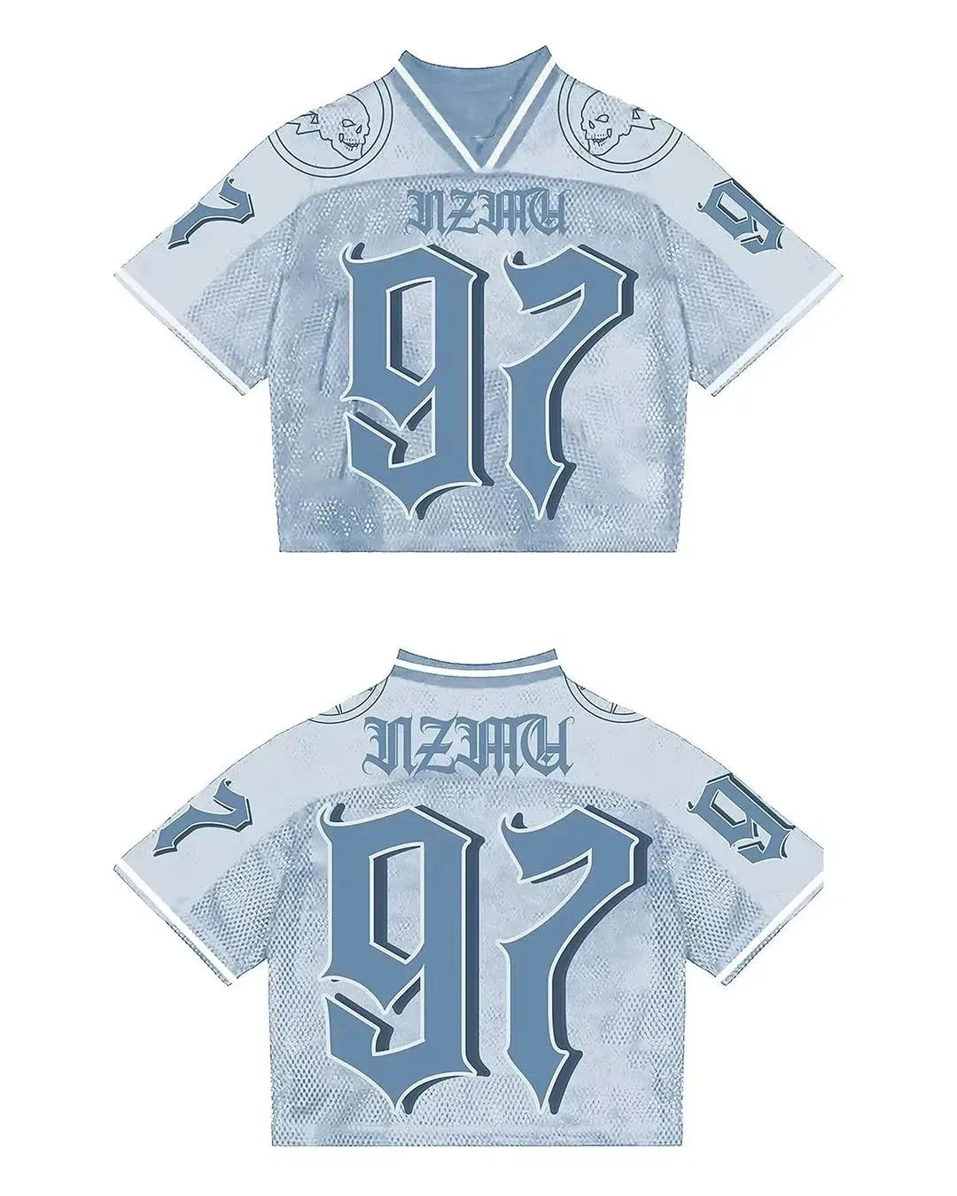 Harajuku Style American Y2K English Printed Baseball Sports Short-sleeved Men's Loose Casual Street T-shirt Football Jersey