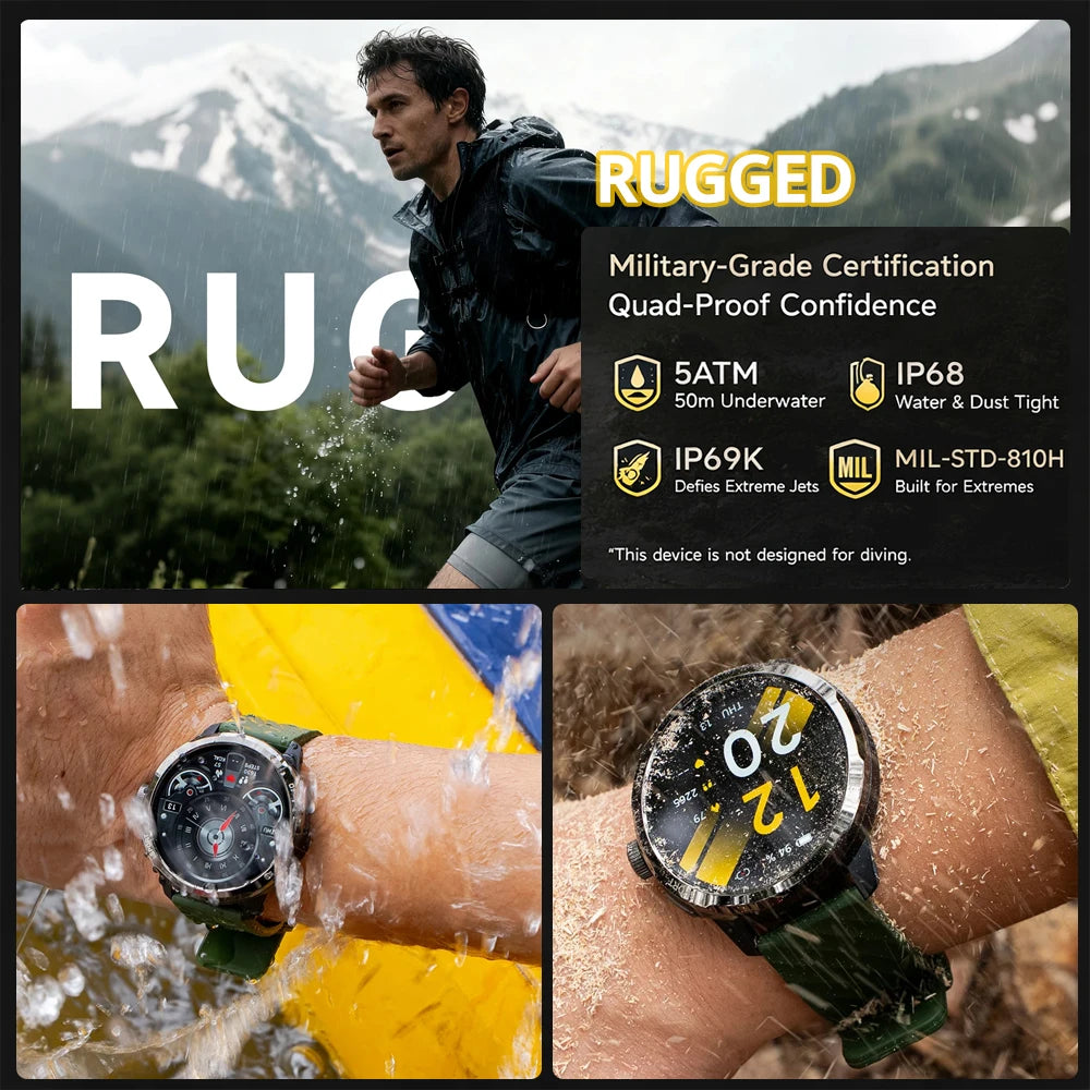Ulefone Armor Watch Pro Smartwatch 1.5" AMOLED Display, Built-in GPS, Heart Rate Monitor, Sports Smart Watch for Men & Women