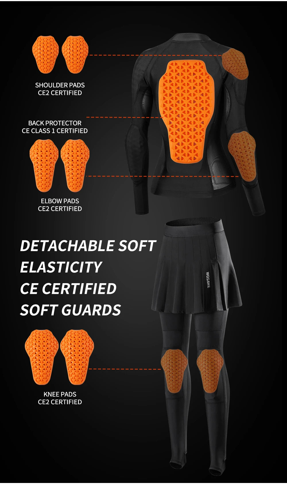 WOSAWE Summer Breathable Women's Motocross Motorcycle Armor Knight Riding Protect Anti Fall Soft Motorbike Armors Racing Jacket