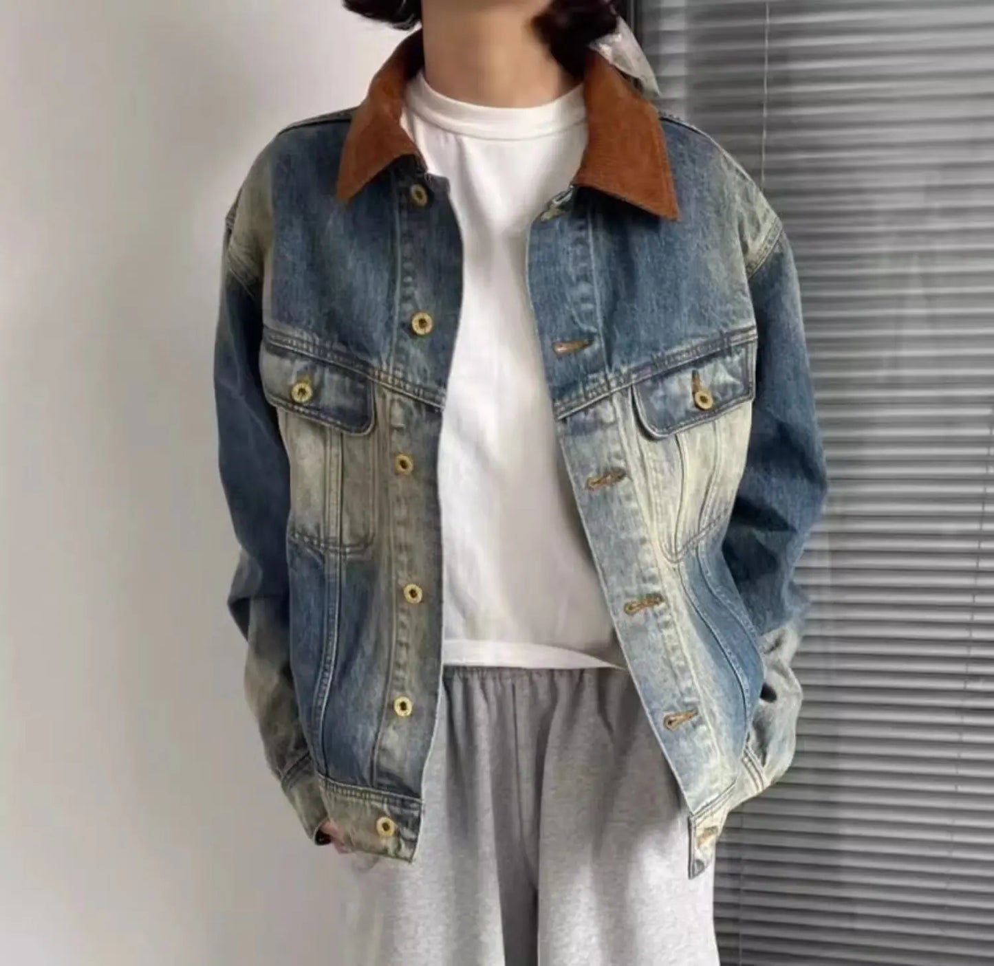 American Sle Loose Men's Denim Jaet Retro Waed Spring Autumn Casual Outerwear Long Sve Square Collar Travel Friendly
