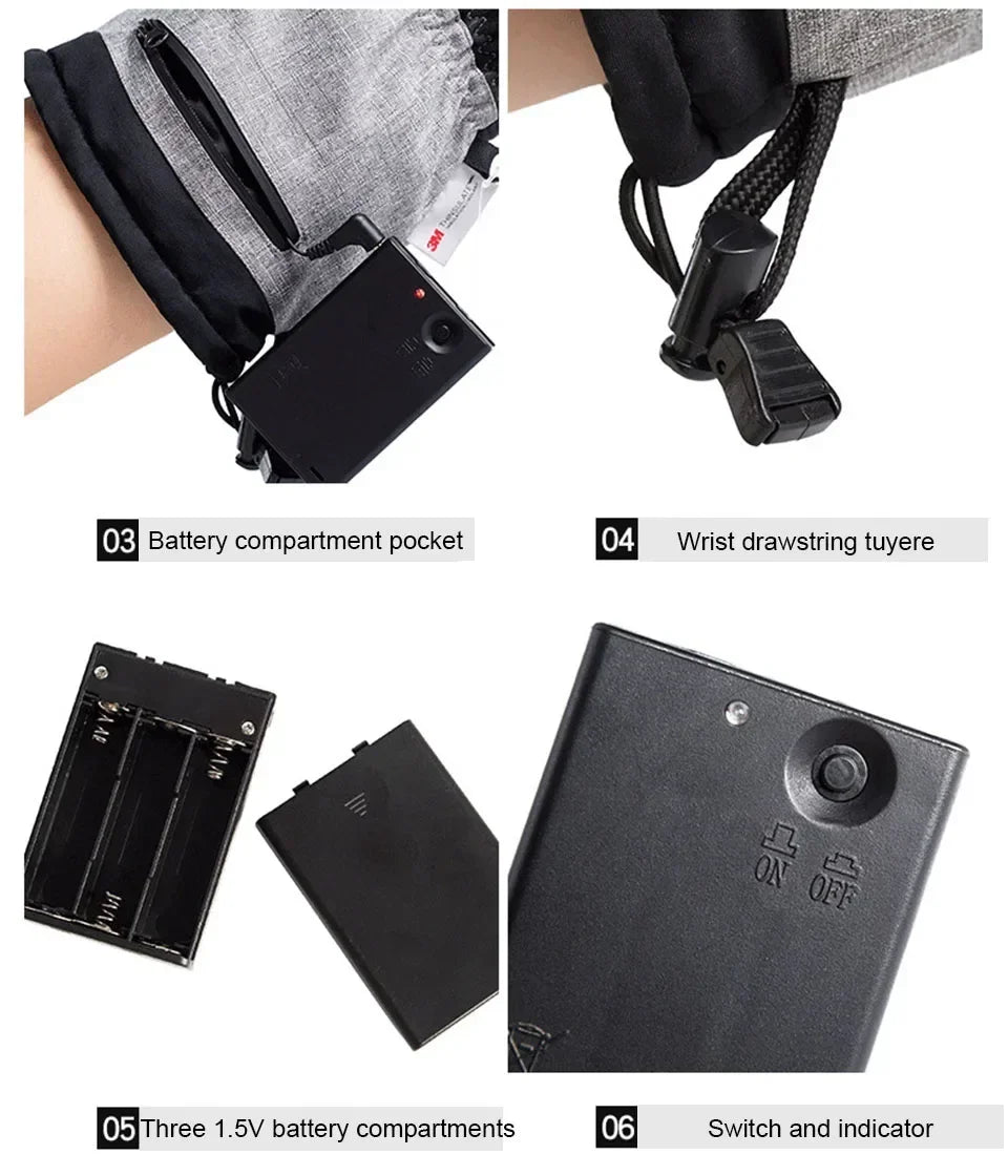 3M Cotton Heating Gloves Winter Hand Warmer Electric Thermal Gloves Waterproof Heated Cycling Motorcycle Bicycle Ski Outdoor