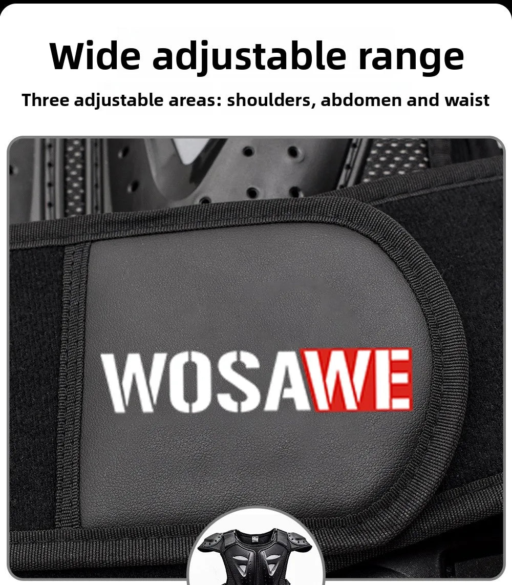 WOSAWE Children's Armor Jacket Spine Chest Protection Equipment Motocross Skateboard Moto Jacket Motorcycle Gear Moto Kids Armor