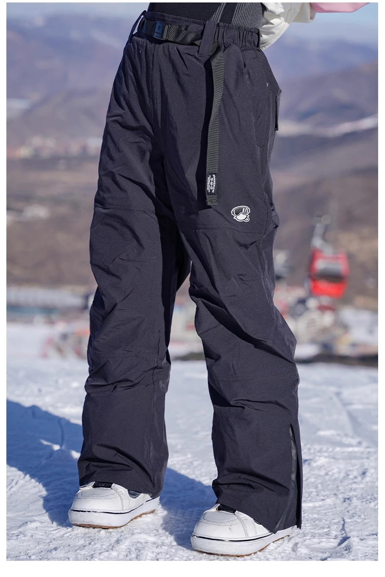 John Snow 2025 Unisex 3L Snow Pants Waterproof Windproof Insulated Cargo Wide-Leg Ski Pants for Men & Women Outdoor Snow Sports