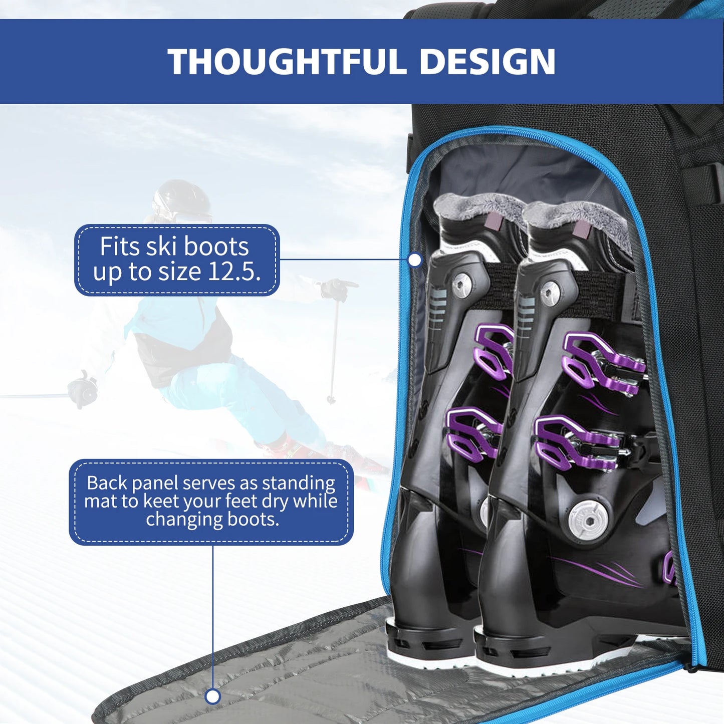 Ski Boots Bag Outdoor Skiing Capacity Large Backpack Unisex Dry Wet Separation Waterproof Storage Helmets Boot Gloves Snowboard