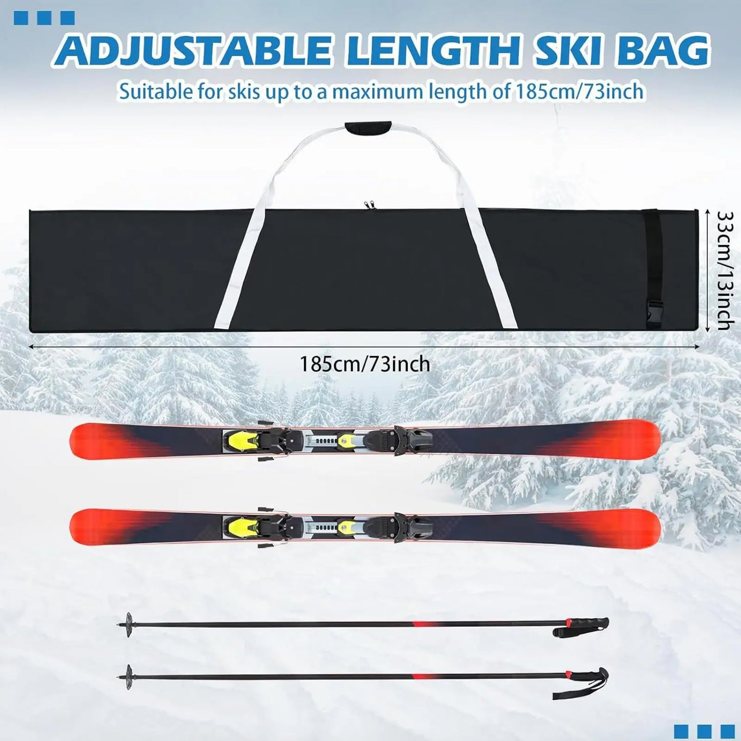Waterproof Padded Ski/Snowboard Bag Adjustable Shoulder Strap for Easy Carry, Protects Equipment During Travel