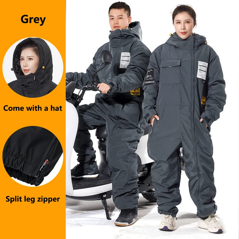 Motorcycle Riding Suit Windproof Plus Velvet Thickened Double-sided Waterproof Snowmobile Jacket Winter Warm Suit for Men Women
