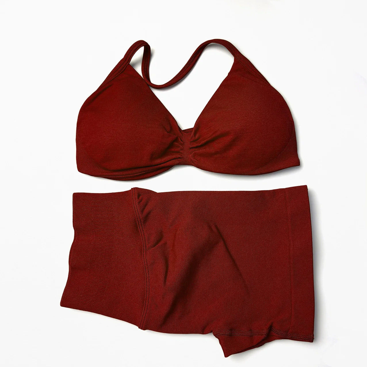 Seamless 2 Pieces Strappy Yoga Halter Bras Sets Scrunch Butt Sports Shorts Quick Dry Backless Gym Crop Tops with Pad Push Up Set