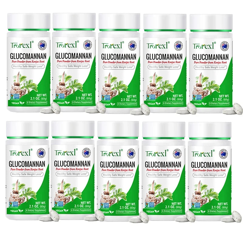 100 tablets, Trorexl Supplements, Glucomannan (Amorphophallus konjac) Pure Powder, Supports Healthy Weight Loss
