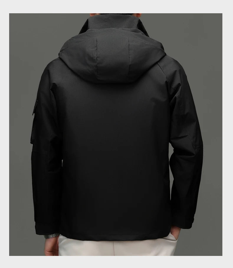 Top Grade Waterproof Designer Men Outdoor Jacket Soft Shell Autumn Windbreaker Casual Sports Coats Detachable Cap Outwear