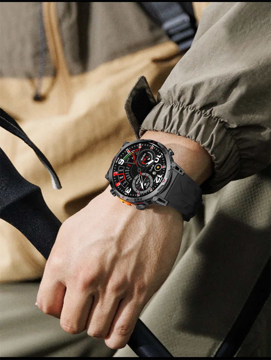 2026 New Outdoor Sports Smartwatch Men GPS Positioning 650mAh HD Call 1.56-inch AMOLED Screen Compass 5ATM Waterproof Watch Man