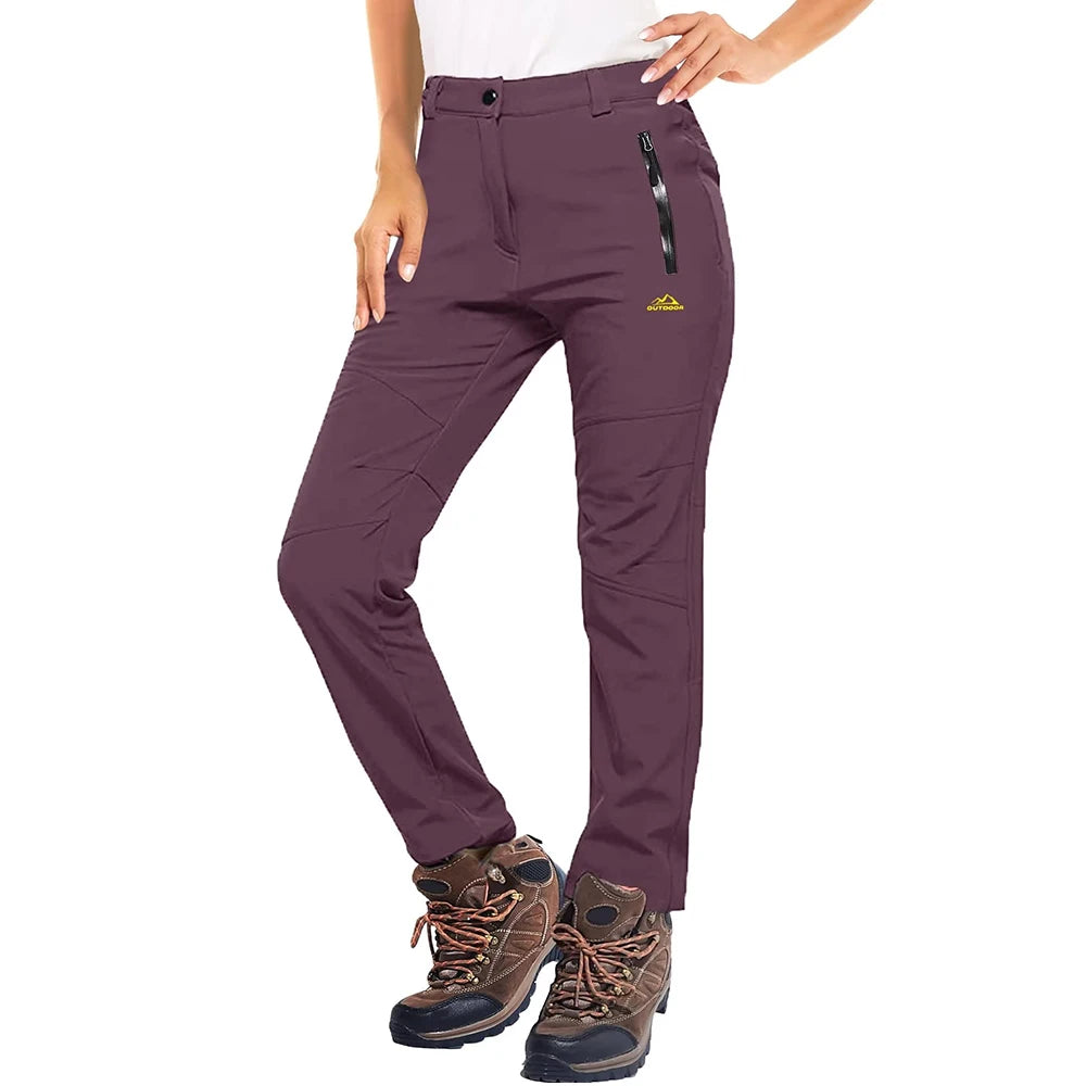 MAGCOMSEN Women's Ski Pants Winter Fleece Lined Waterproof Warm Snow Trekking Hiking Pants Outdoor Trousers Female