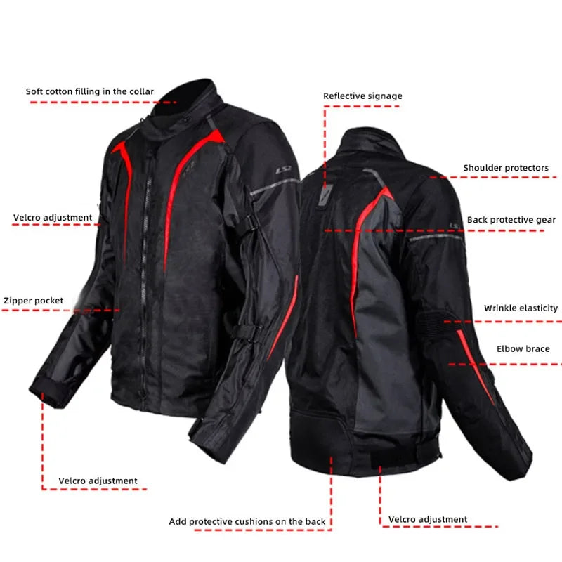 LS2 Original Motorcycle Jacket Winter Warm LS2 SEPANG Motocross Riding Jacket Men Women CE Anti-fall Waterproof Motorbike Jacket