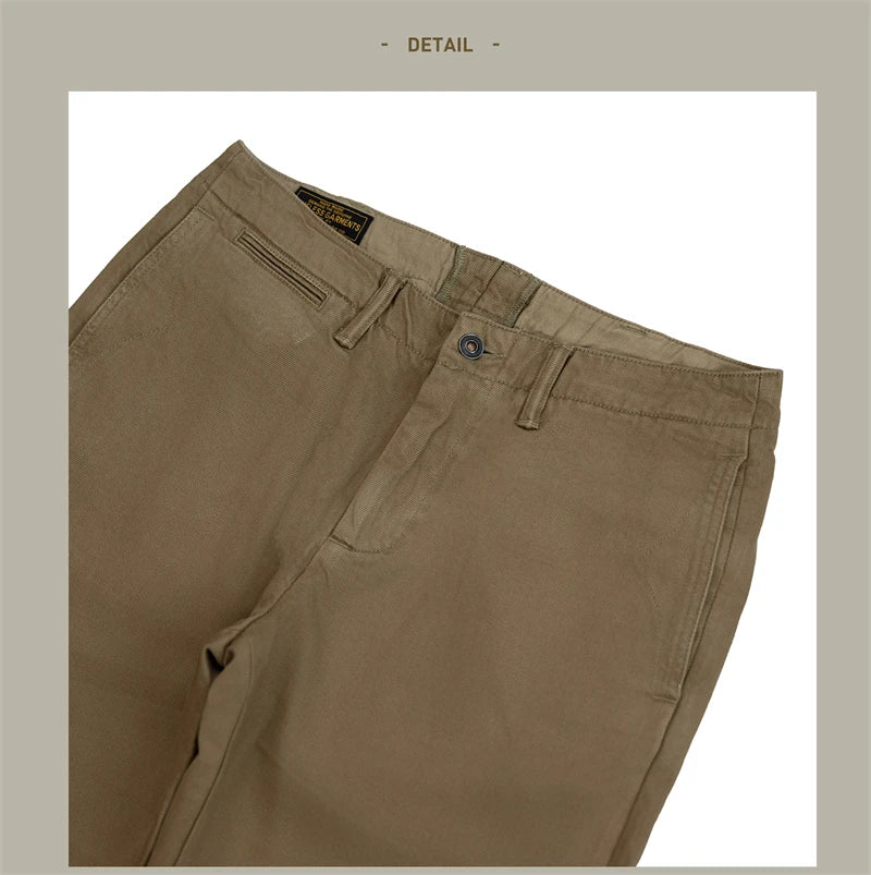 Red Tornado 11.5oz Cotton Twill Chino Garment Dyeing Vintage American Workwear Men's Pants Straight Leg