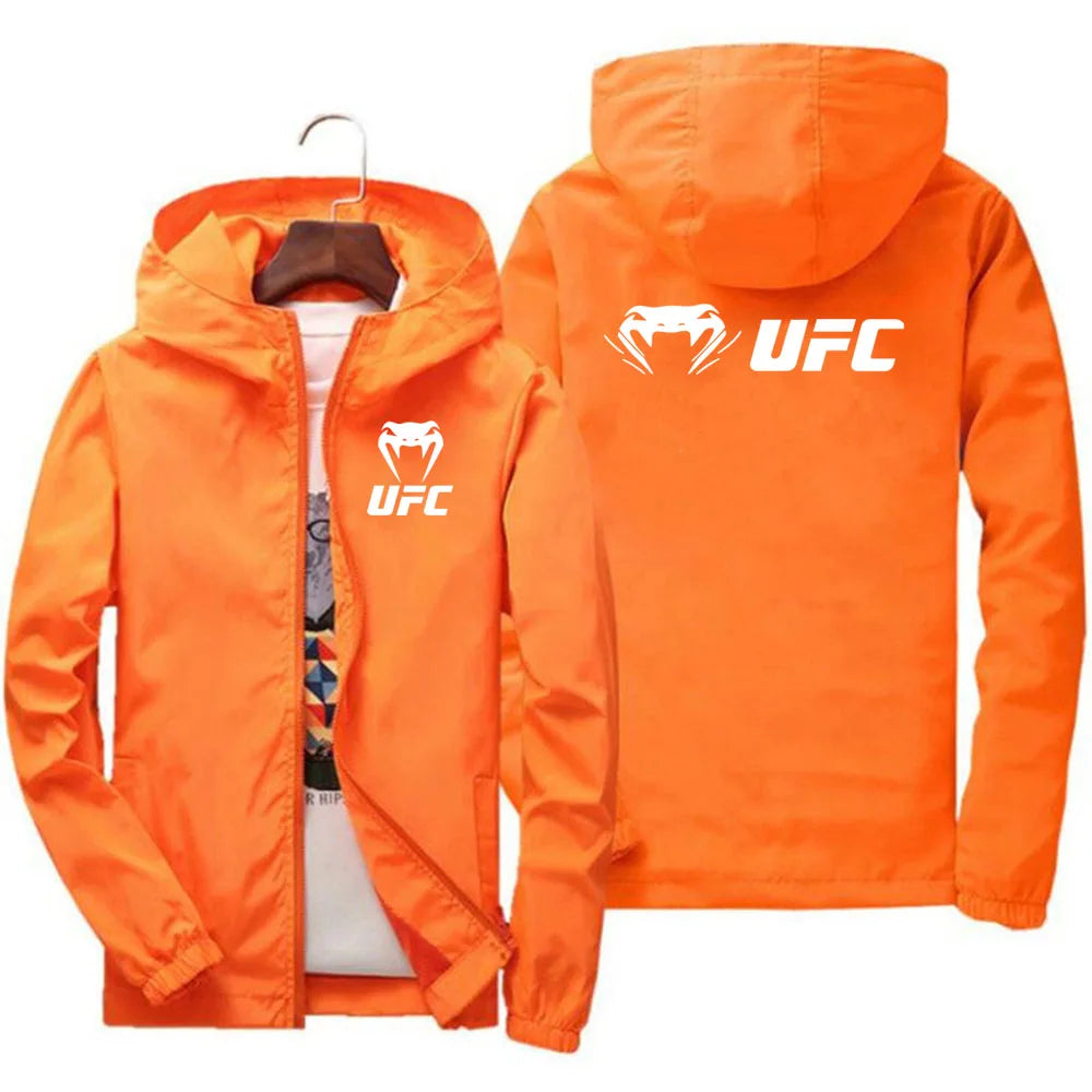 2025 UFC Fighting Logo Breathable Fashion Fitness Zipper Jacket Casual High Quality Hooded Baseball Jacket Outdoor Sports Jacket