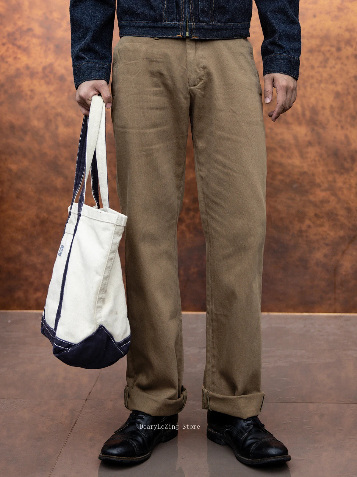 Red Tornado 11.5oz Cotton Twill Chino Garment Dyeing Vintage American Workwear Men's Pants Straight Leg