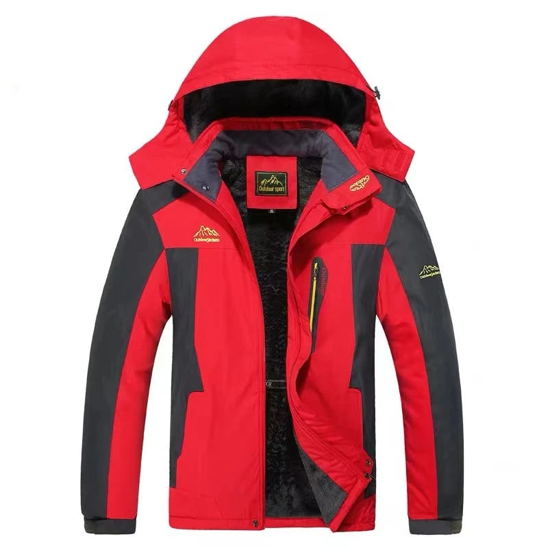 Winter New Waterproof Coat for Men, Winter with Added Velvet and Thick Warm Top, Men's Casual Loose Ski Jacket Jacket Quality