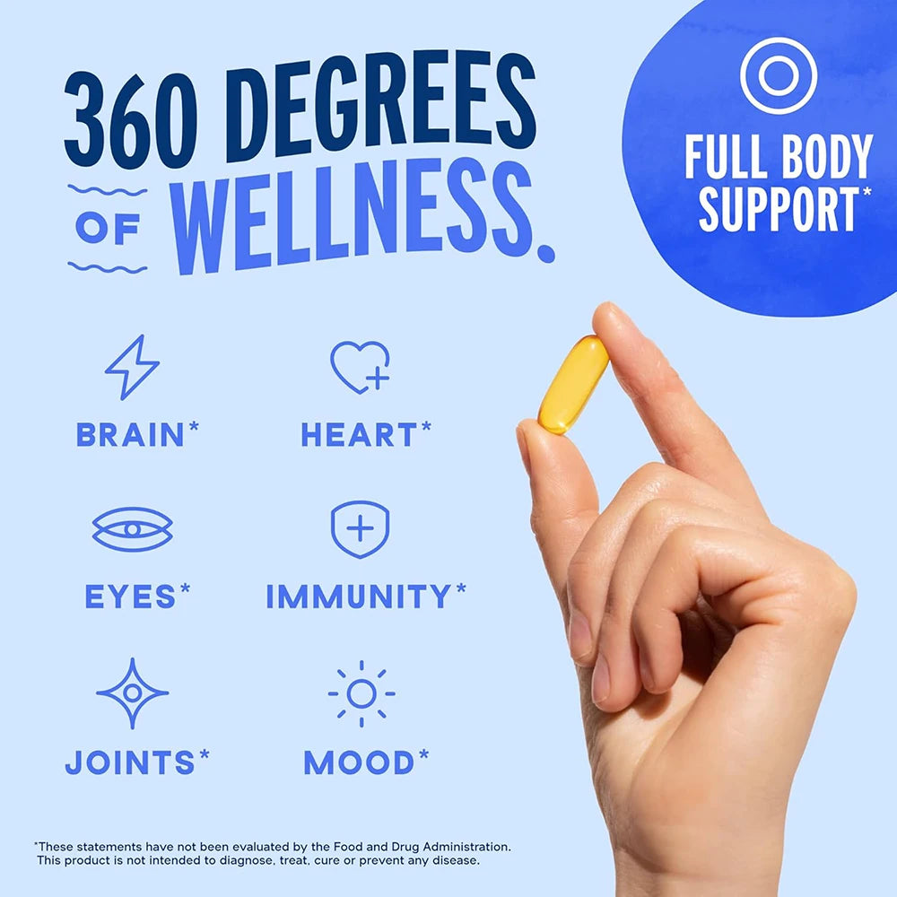 Ultimate Omega 3 Fish Oil Supplement with EPA & DHA - Promotes Brain & Heart Health - 120 Softgels - 1280 Omega-3 - Non-GMO