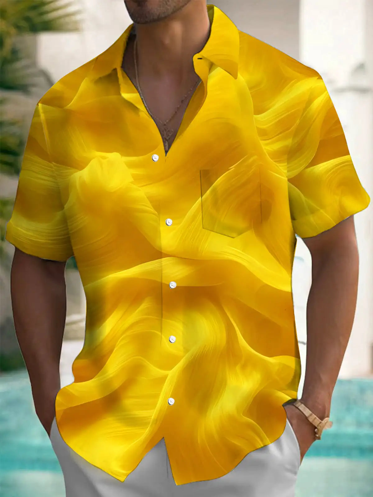 New Hawaii Spring/Summer Fashion Leisure Street Walk Tourist Beach Printed Full Open Short Sleeve Button Shirt, Quick Shipping