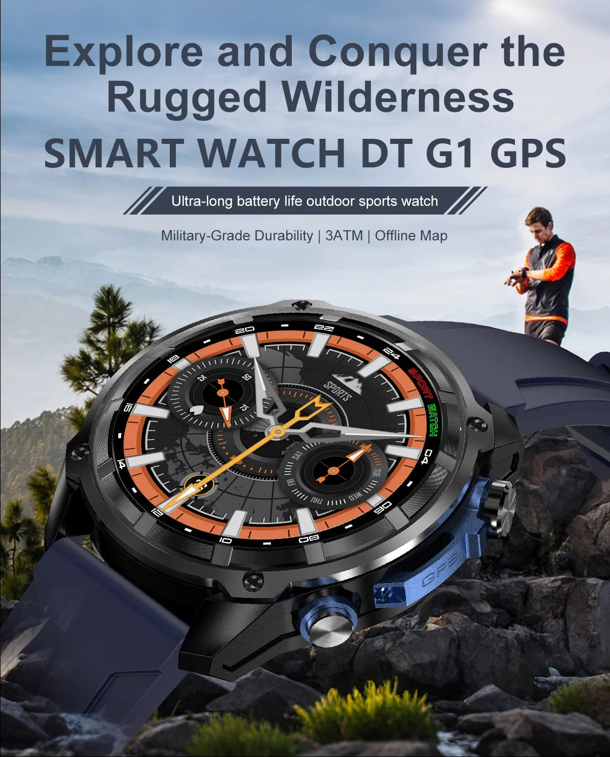2025 Military Offline map 1000mAh Battery Smart Watch 4GB Big Memory GPS Navigation MP3/MP4 Player Swim Sports trackr Smartwatch