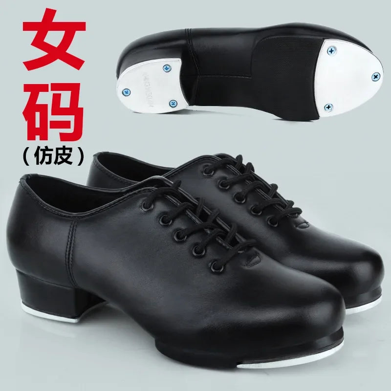 PU Leather Slip On Tap Dance Shoes for Women and Men