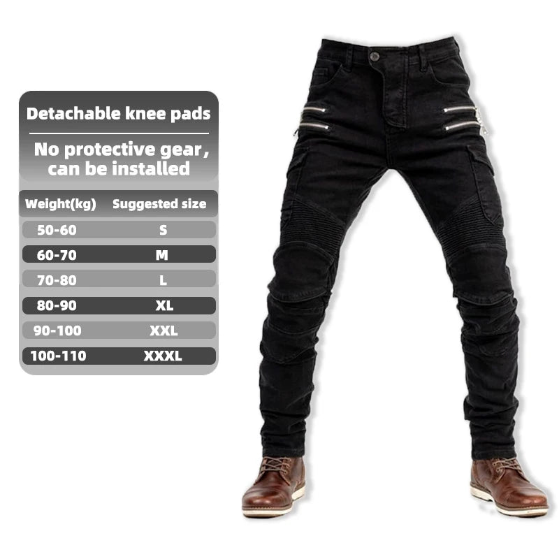 New Double Zipper Metal Style Motocross Trousers Men For Woman Outdoor elasticity Riding Jeans Protective Gear Motorcycle Pants