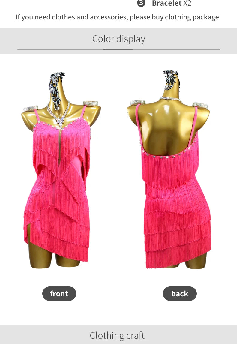 2026 Latin Dance Dresses Woman Clothes Sexy Practice Wear Suit Sport Costume Dancewear Stage Prom Girls Fringed Party Sexy Skirt