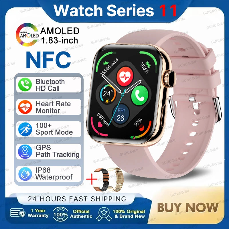 2026 New For iOS Watch Series 11 Smart Watch Ultra HD AMOLED GPS NFC Heart Rate IP68 Waterproof Sport Fitness Call Smartbracelet