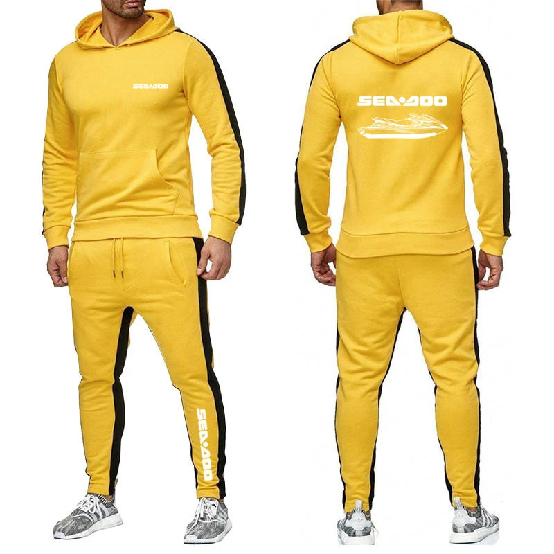 2024 Spring New Men Sea Doo Seadoo Moto Sweatpants 2-piece Set Casual Spliced Pants Baseball Stand Neck High Quality Jacket Coat