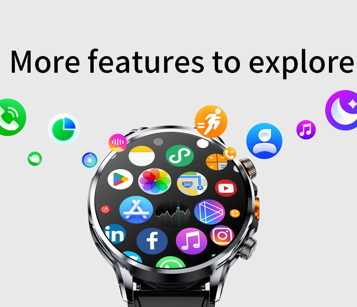 16+256GB Android H18 Smartwatch 4G LTE 1100Mah Battery Play Store Heart Rate 1.95 inch Spherical screen Smart Watch Men GPS WIFI