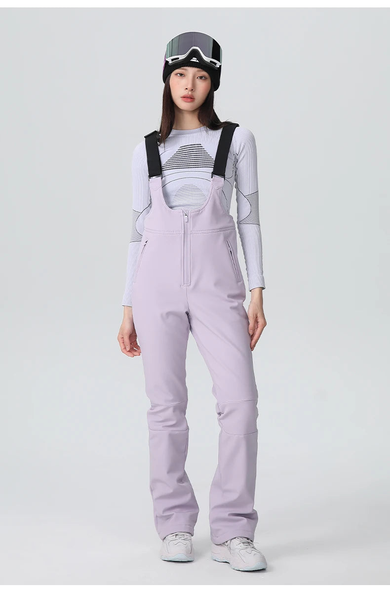 new women slim strap ski pants women's waterproof four-way stretch fleece winter ski pants snow ski pants women