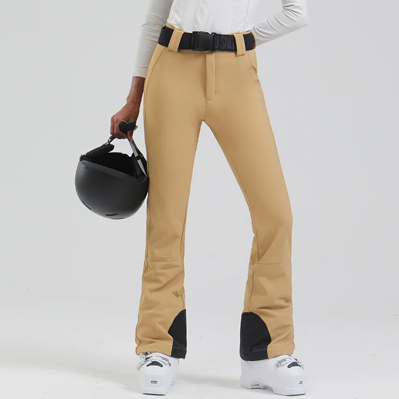 Ski pants New women's double-board 스노우보드복 slimming windproof waterproof thickened warm and elastic sports snow pants
