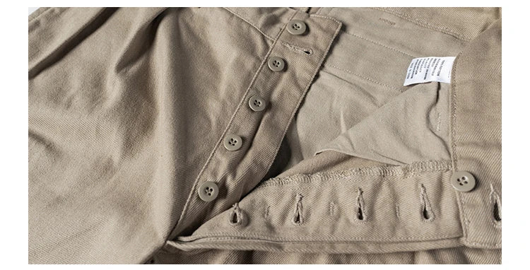 Non Stock French Army M-52 Chino Pants Men's Double Pleated Twill Casual Trousers Straight Leg