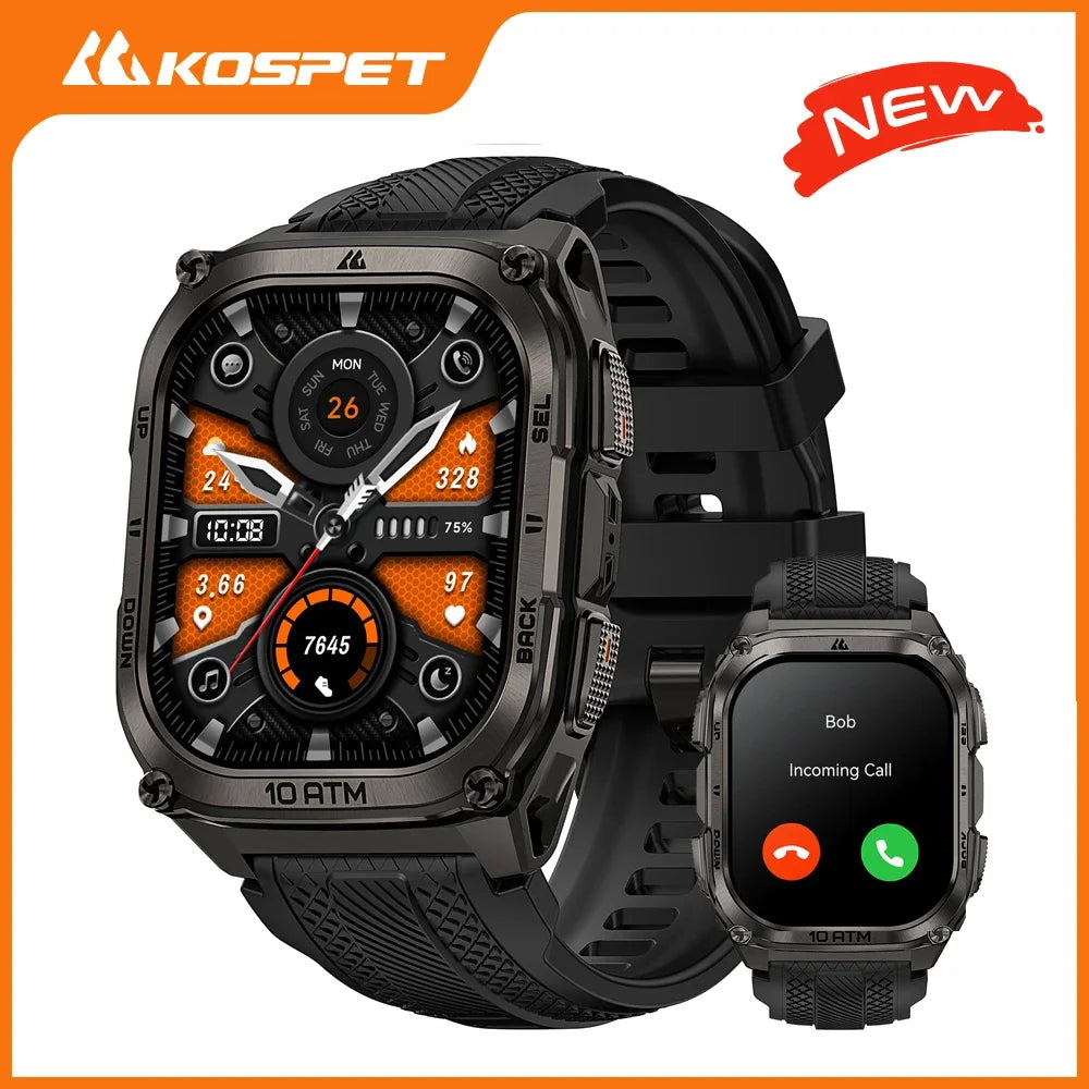 KOSPET Tank M4 Smart Watch for Men Stainless Steel 6-Sat GPS Offline Maps 100M Waterproof 24/7 Health Monitor for Android iOS