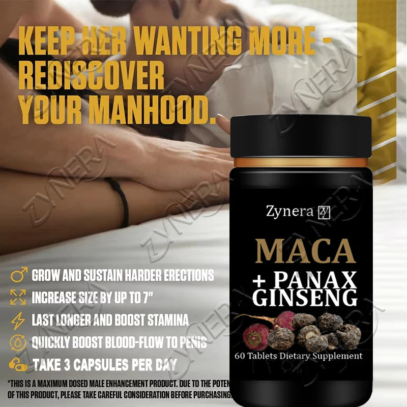 Organic Maca Root Power Tablets for Men Ginseng Pills Supplement for Health Energy