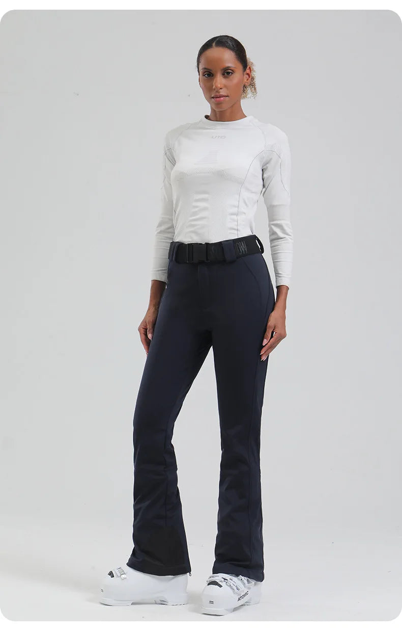 Ski pants New women's double-board 스노우보드복 slimming windproof waterproof thickened warm and elastic sports snow pants