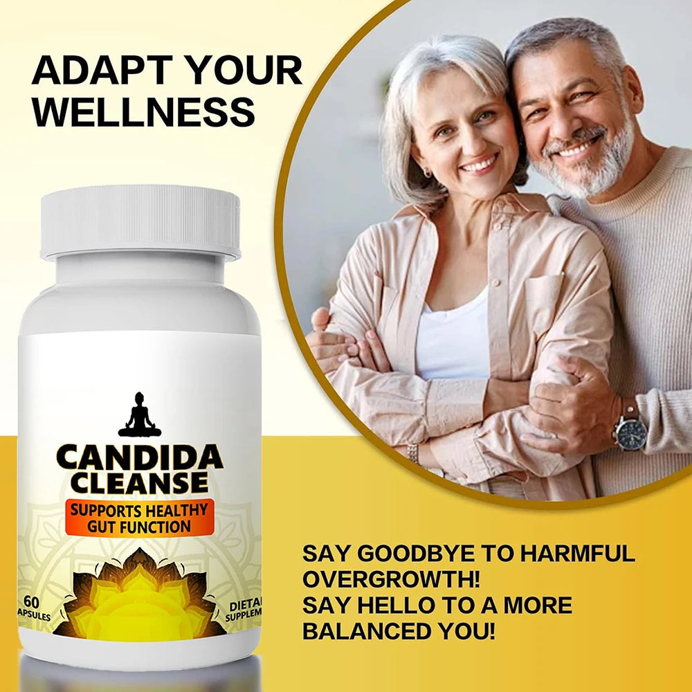 Candida Cleanse Detox for Gut Health - Extra Strength Balance Control Anti Overgrowth Supplements for Women & Men - 60 Capsules