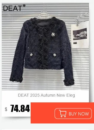 DEAT 2025 Autumn New Fashion Metal Buckle Design Shoulder Strap Denim Short Jacket For Women High Street Coat Female 11A06995