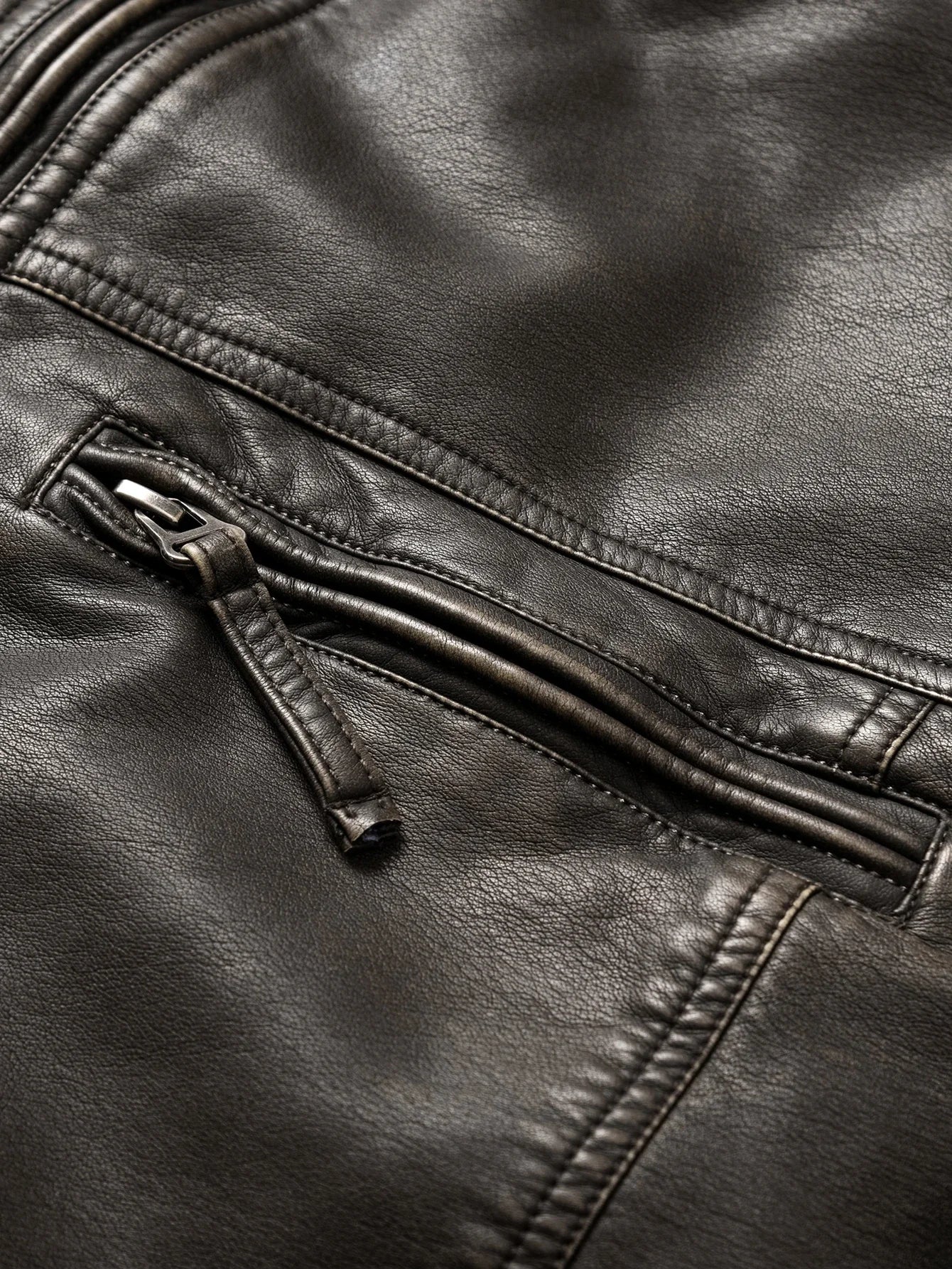 Men's Vintage Thickened Jacket Multi-Pocket Jacket, Stand-Up Collar Motorcycle Clothing, Casual PU Leather Jacket