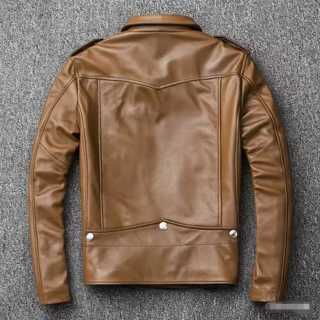 2026 Men's Lapel Oblique Zipper PU Locomotive Leather Jacket, Autumn, New Casual Versatile Slim Fit, Leather Jacket