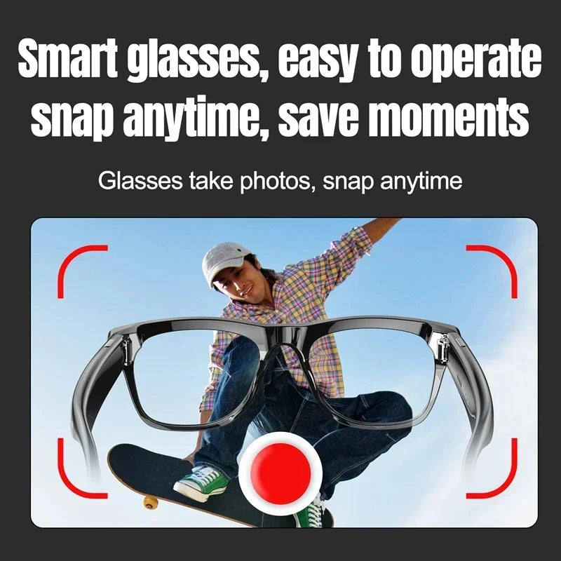 Lenovo 8K 4K AI HD Shooting Smart Glasses Multifunctional Camera Bluetooth Call Music VoicePlayer Translate Photochromic Glasses