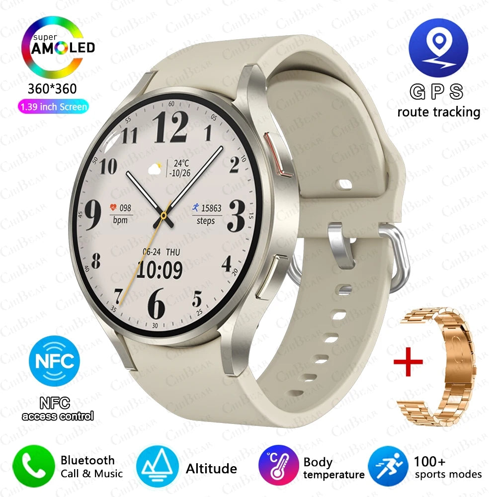 2025 New Bluetooth Call Smart Watch 6 Classic Men AMOLED HD Screen AI Voice Assistant Bluetooth Call NFC GPS Smartwatch Women