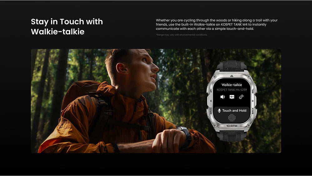KOSPET Tank M4 Smart Watch for Men Stainless Steel 6-Sat GPS Offline Maps 100M Waterproof 24/7 Health Monitor for Android iOS