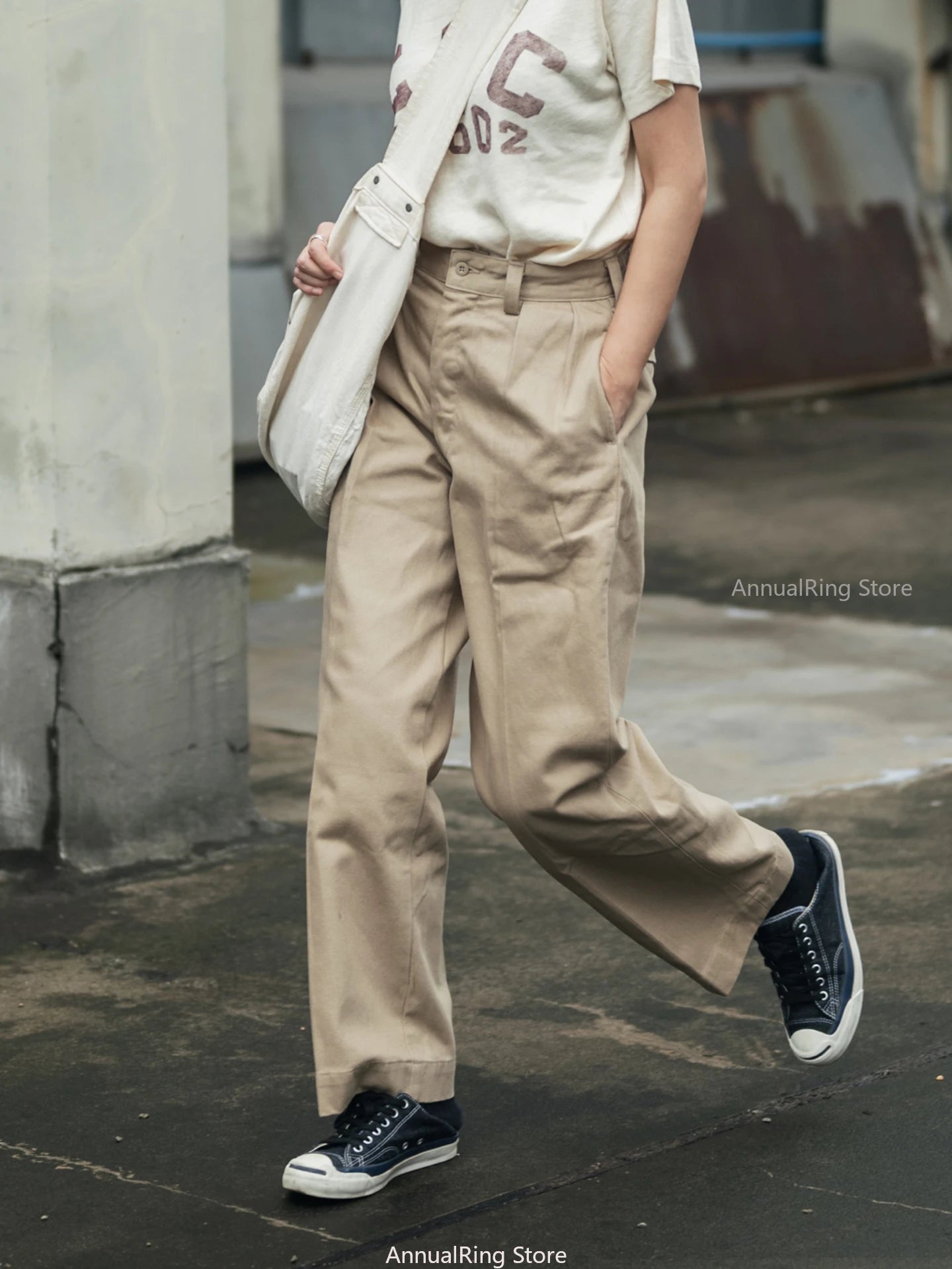Non Stock French Army M-52 Chino Pants Men's Double Pleated Twill Casual Trousers Straight Leg