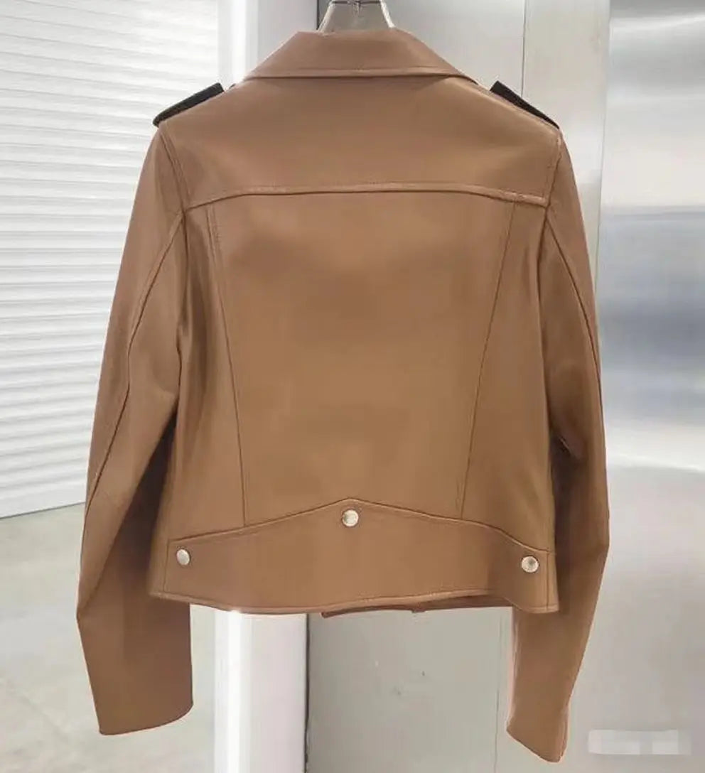 2026 Men's Lapel Oblique Zipper PU Locomotive Leather Jacket, Autumn, New Casual Versatile Slim Fit, Leather Jacket